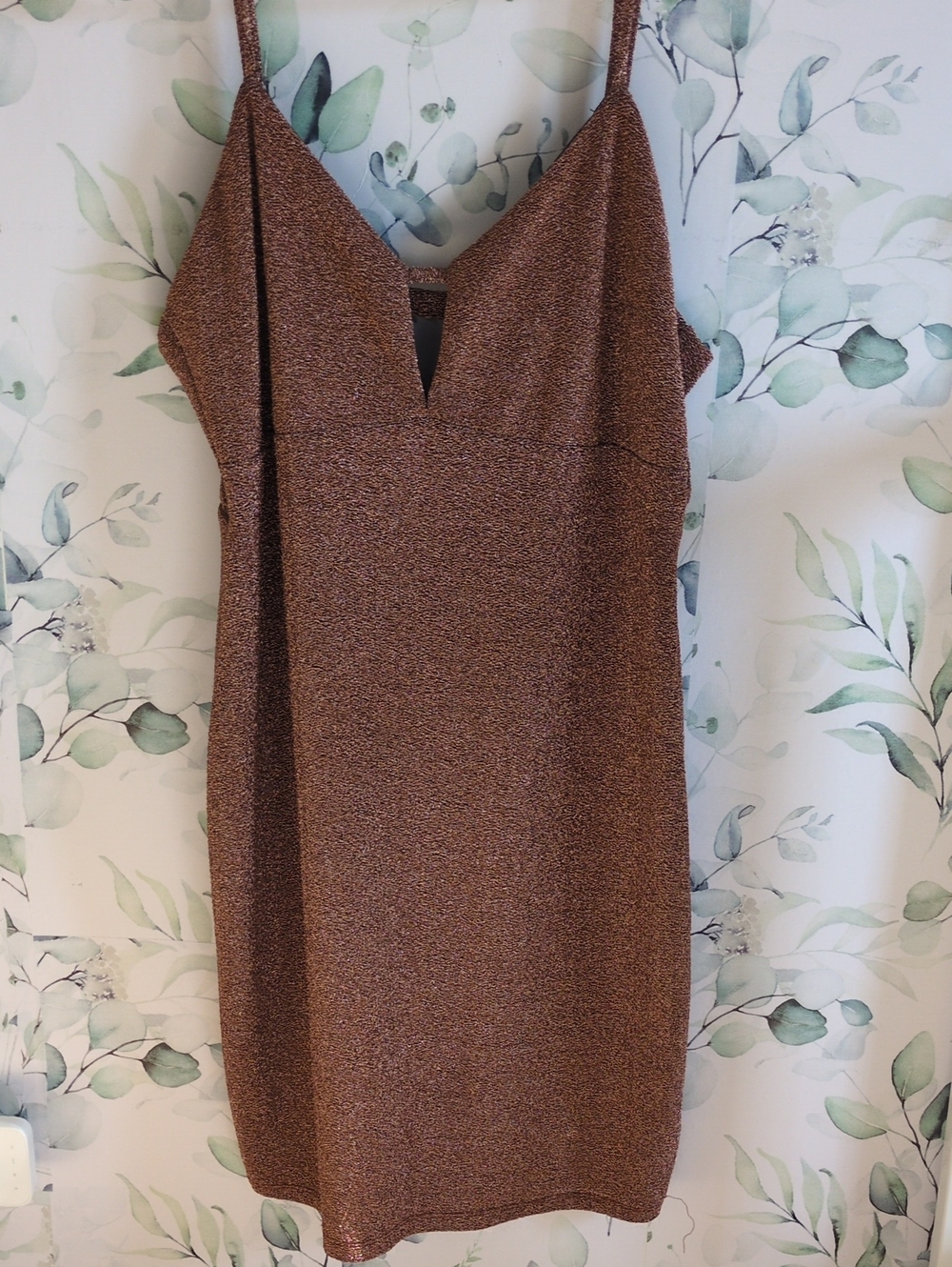 Sleeveless Rose Gold Shimmer Slip Dress